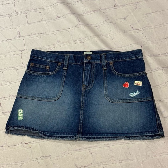 Abercrombie & Fitch Other - ABERCROMBIE & FITCH abercrombie girl’s Denim Mini Skirt with Patches sz 16 EUC